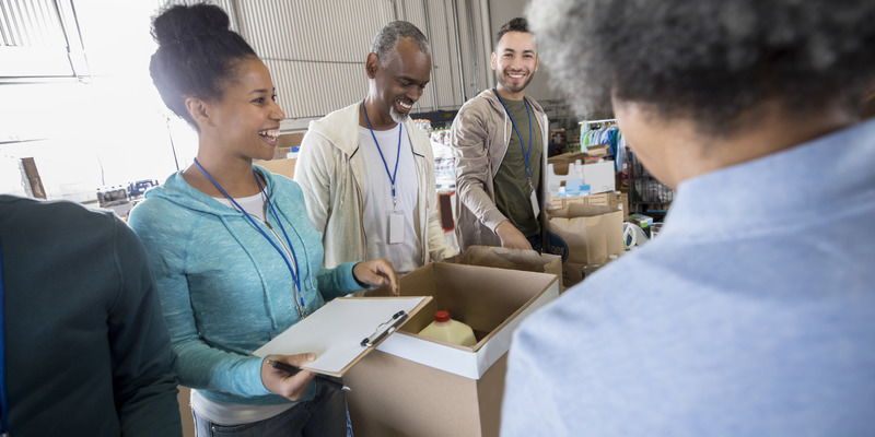 Teamwork Volunteering at Food Bank